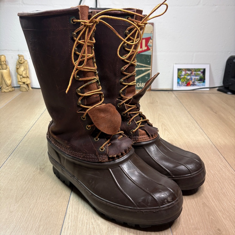 Schnees Bozeman Montana Mens 12 Thinsulate Insulated 13" Pac Boots Leather Brown